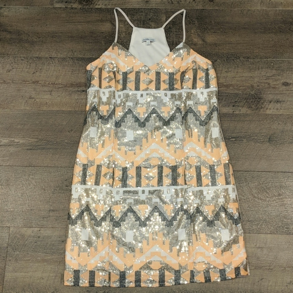 Charlotte Russe Peach Sleeveless Sequin Dress Size S